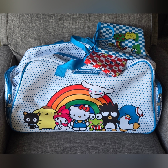 Hello Kitty Handbags - Hello Kitty Sanrio Duffel Travel Weekender Bag Bioworld W/ Strap And 2 Pouches